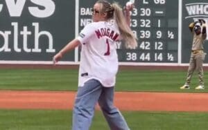 Liv Morgan Throws First Pitch at Boston Red Sox Game