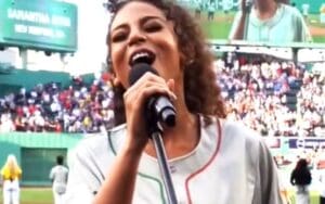 Samantha Irvin Sings at Boston Red Sox vs Blue Jays Game