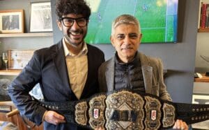 Tony Khan Gifts London Mayor Sadiq Khan Customized AEW World Title Belt