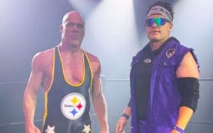 Kurt Angle Shows Support for Pittsburgh Steelers with Custom Singlet During Commercial Shooting