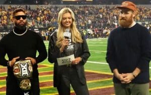 Jey Uso and Sami Zayn Present Custom WWE Title Belt at Big 12 Championship Game