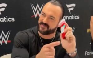 Drew McIntyre Signs Stick of Old Spice at WWE World After F-Bomb WrestleMania PSA