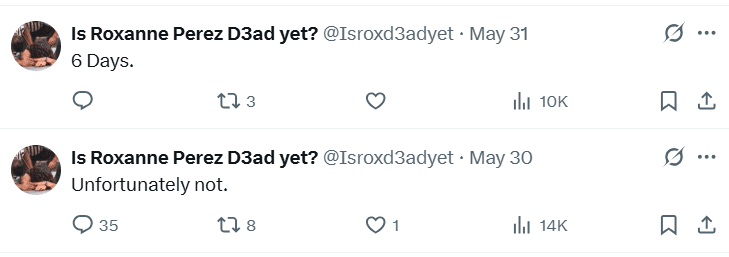 Roxanne Perez Doxxed by Crazed Stalker Who Wants Her Dead
