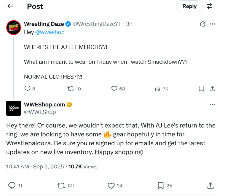 WWE Shop Accidentally Spoils AJ Lee’s Return in Now-Deleted Tweet