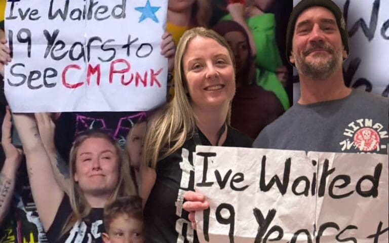 CM Punk Makes Time for WWE Fan With Viral Sign Who Waited 19 Years to See Him