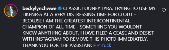 Becky Lynch Threatens Legal Action After Looney Lyra Valkyria Troll Post Goes Viral