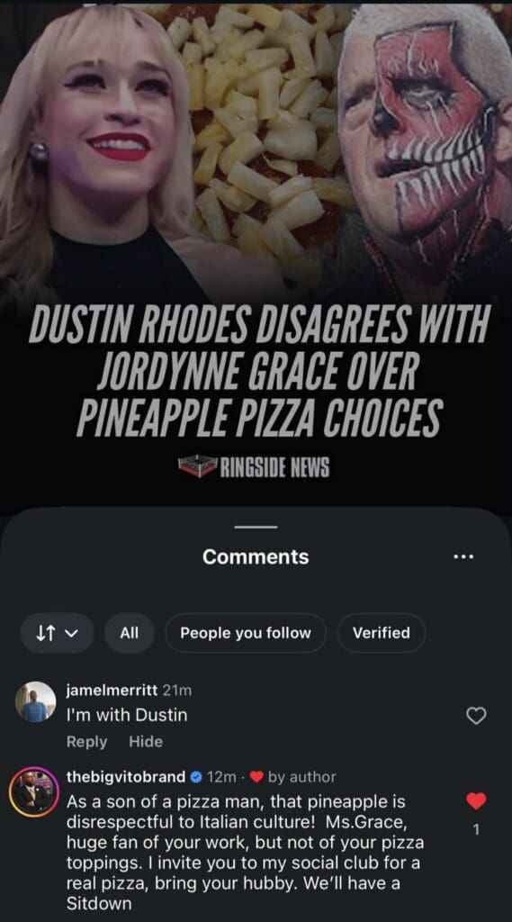 Big Vito Says Jordynne Grace’s Pineapple Pizza Is Disrespectful To Italian Culture