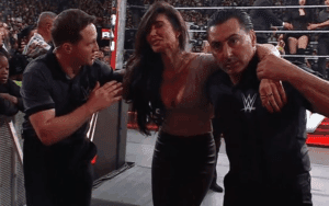 Cathy Kelley Takes Bump After Getting Caught In Line Of Fire During Liv Morgan & Stephanie Vaquer Brawl On 4/13 RAW