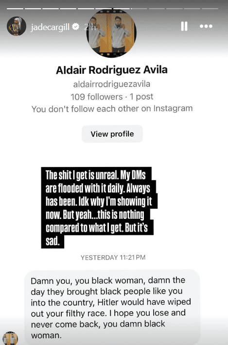 Jade Cargill Exposes Racist Abuse Flooding Her DMs