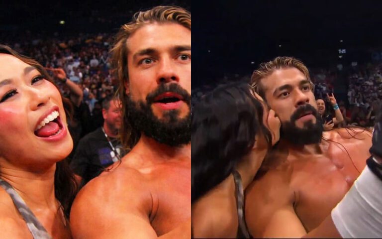 Andrade’s Kissing Spot at AEW Grand Slam Australia Came Together at the Last Minute