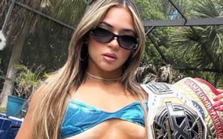 Lola Vice Drops Cheeky Poolside Bikini Photos Showing Off NXT and AAA Gold