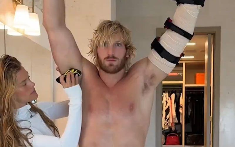 Logan Paul Shows Off Brutal Bruising & Stitches After Tricep Surgery