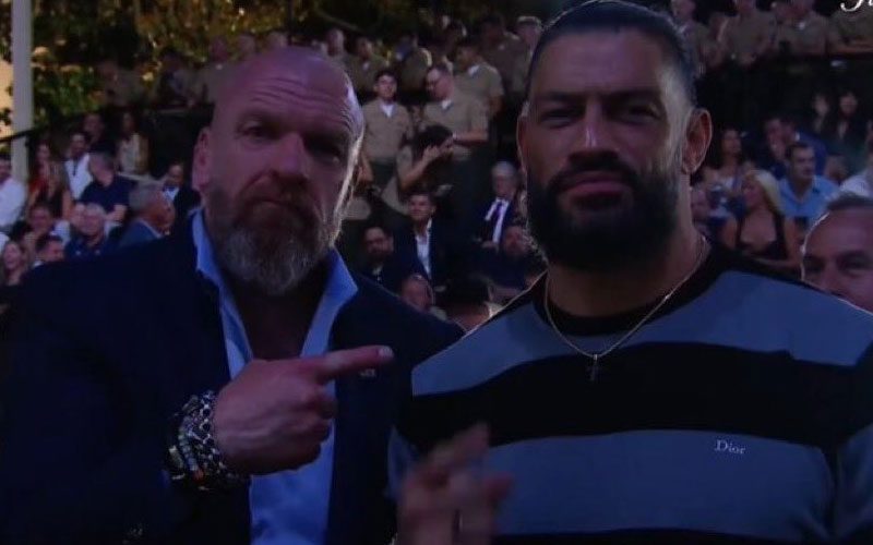 Triple H Hits Signature Pose With Roman Reigns During UFC Freedom 250 Appearance