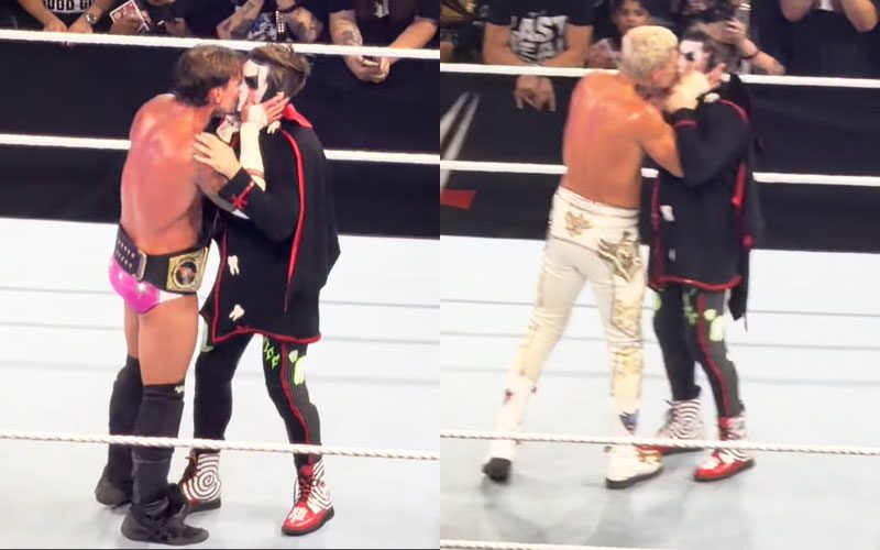 CM Punk and Cody Rhodes Kiss Danhausen in Wild WWE Live Event Moment