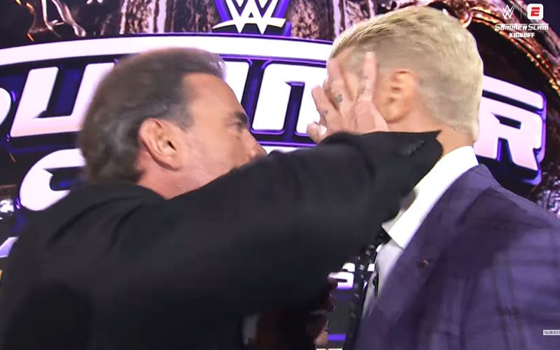 CM Punk Shoves Cody Rhodes in the Face at WWE SummerSlam Kickoff Show