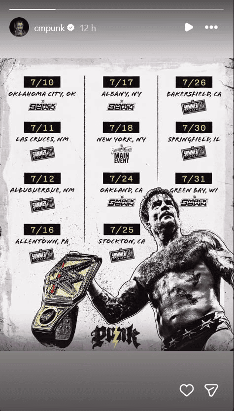 CM Punk's Status for July 18 WWE Saturday Night’s Main Event at MSG