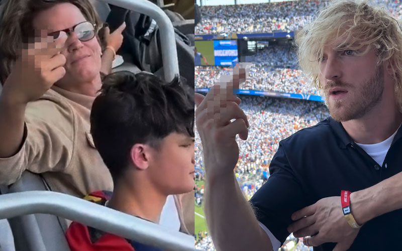 Tom Brady and Logan Paul Flip Each Other Off at FIFA World Cup Final