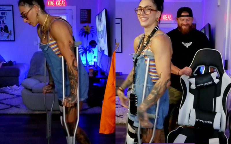 Rhea Ripley Spotted in Knee Brace and on Crutches After Meniscus Surgery